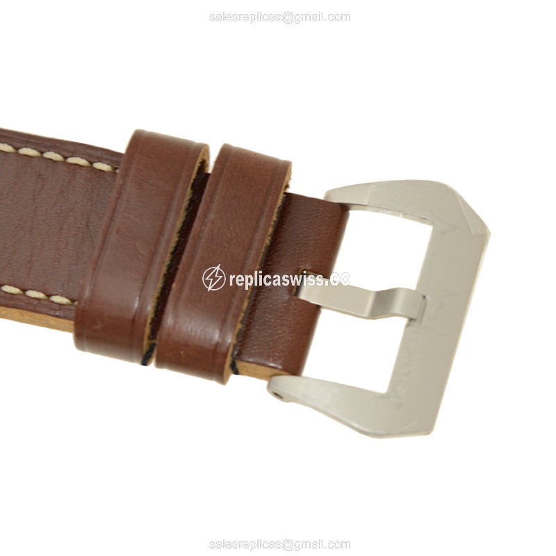 Panerai LUMINOR Replica - Manual - Stainless Steel - Black Dial - Brown Cowhide - Buckle - View 4