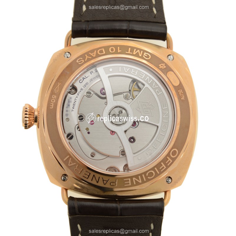 Panerai Radiomir Replica - Automatic - Rose Gold - Brown Dial - View 3
