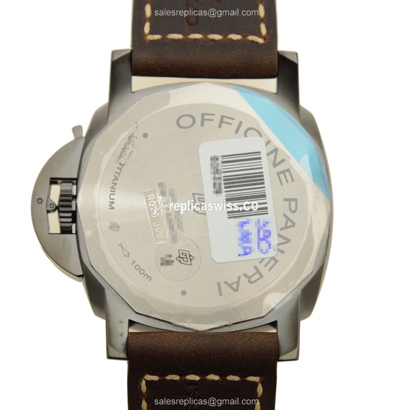 Panerai PAM00629 LUMINOR - Manual Wind - Titanium Case - Black Dial - Brown Cowhide Strap - Sapphire Crystal - View 3