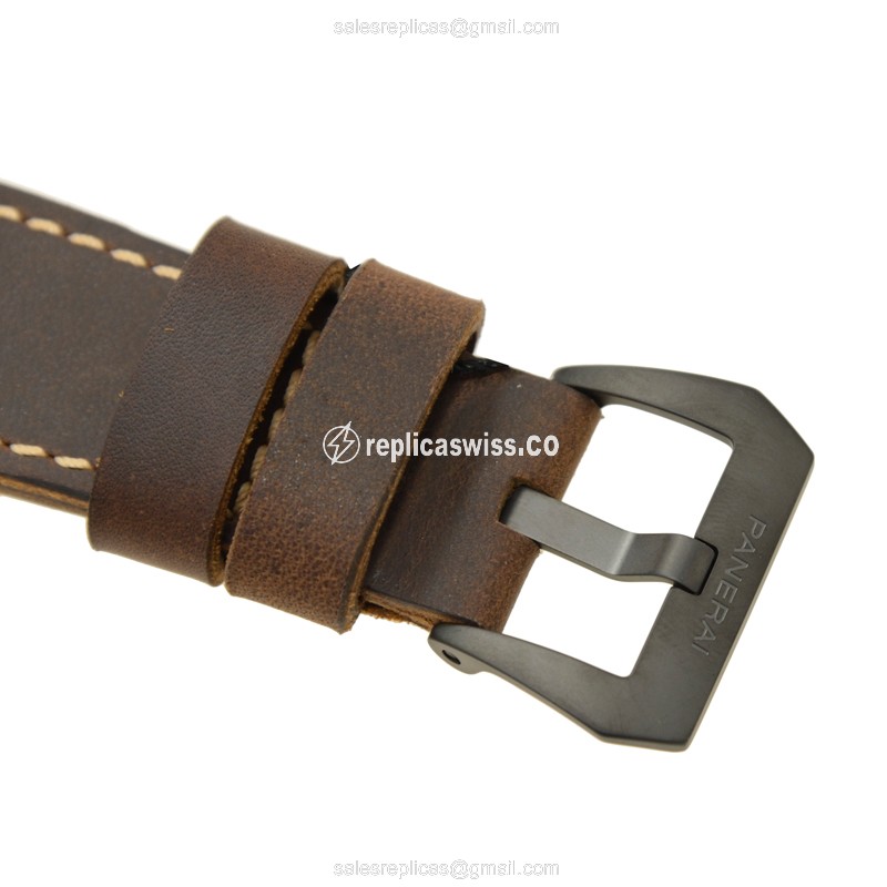 Panerai PAM00629 LUMINOR - Manual Wind - Titanium Case - Black Dial - Brown Cowhide Strap - Sapphire Crystal - View 4