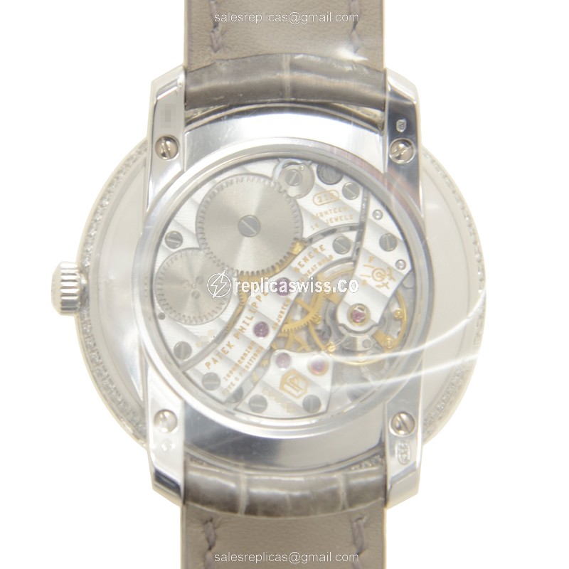 Patek Philippe 4968G-010 Complications Manual Wind 18kt White Gold Buckle Silver Dial Alligator Brown - View 3