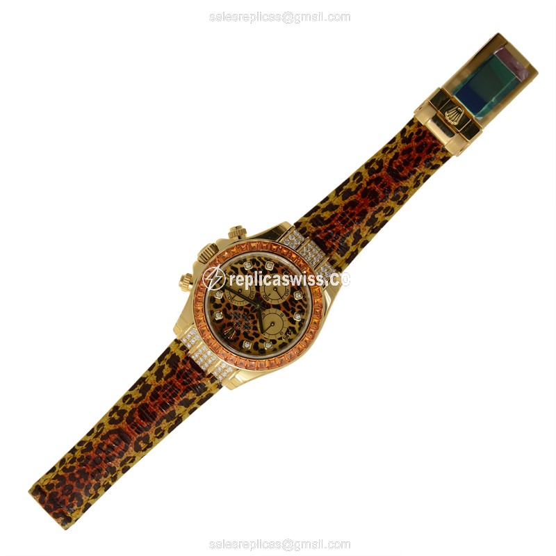 Rolex Daytona Replica - Automatic - 18kt Gold - Brown Dial - Leather Strap - View 2