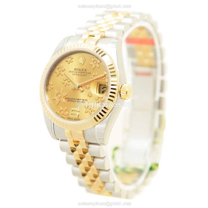 Rolex 178273CHFLOAR6_J LADY DATEJUST Automatic 18kt Gold & Steel - View 3