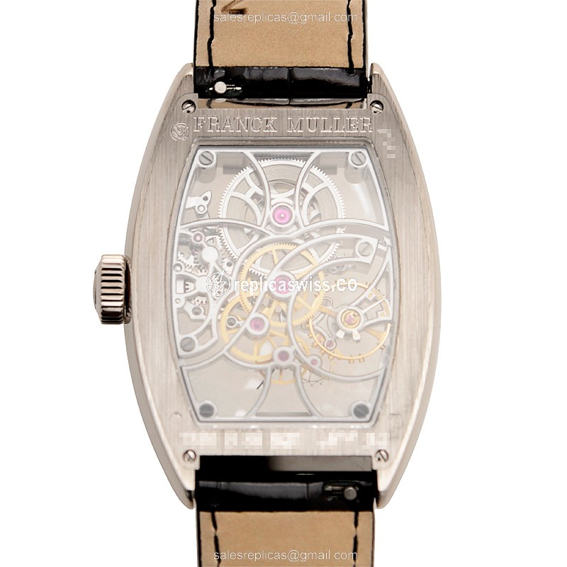 Franck Muller 7880 B S6 SQT GENEVE Manual - 18kt White Gold Skull Dial - Black Alligator Buckle - View 3