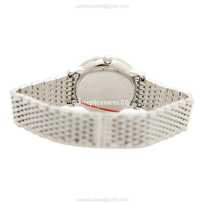 Blancpain 6102-4628A-MMB Replica - Automatic - Diamond Case - White Dial - Silver Steel Strap - View 4