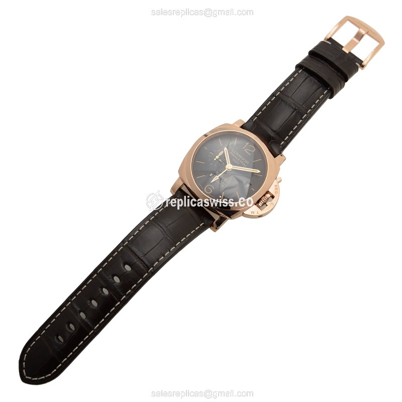 Panerai PAM00576 LUMINOR - Manual - 18kt Gold - Brown - Alligator Brown Buckle - View 2