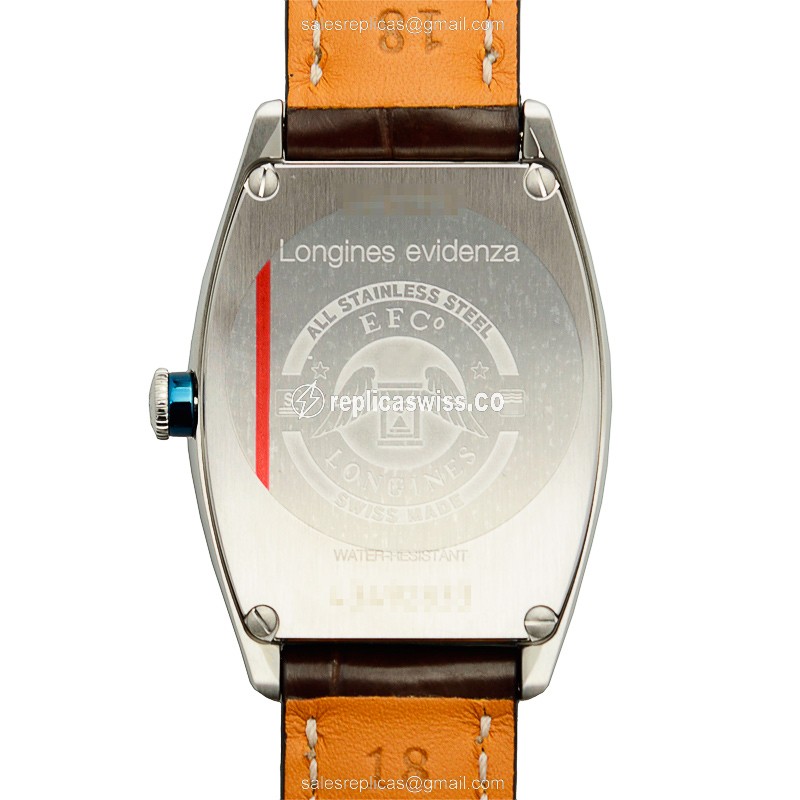 Longines EVIDENZA Replica - Automatic - Stainless Steel Case - White Dial, Brown Alligator Strap - View 3