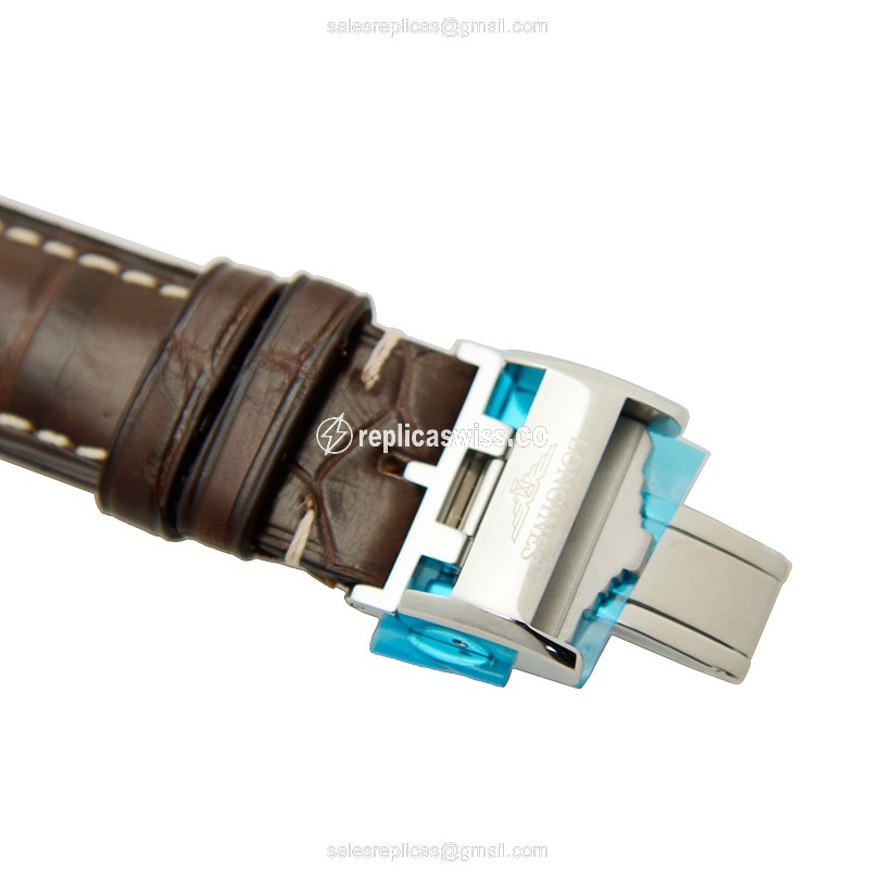 Longines EVIDENZA Replica - Automatic - Stainless Steel Case - White Dial, Brown Alligator Strap - View 4