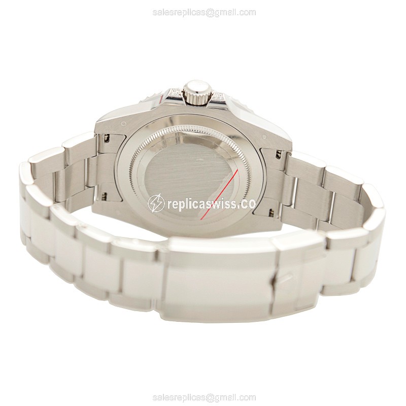Rolex GMT-MASTER II Replica - Automatic - 18kt White Gold - Sapphire Crystal - Black Dial - Gold Clasp - Silver Strap - View 4