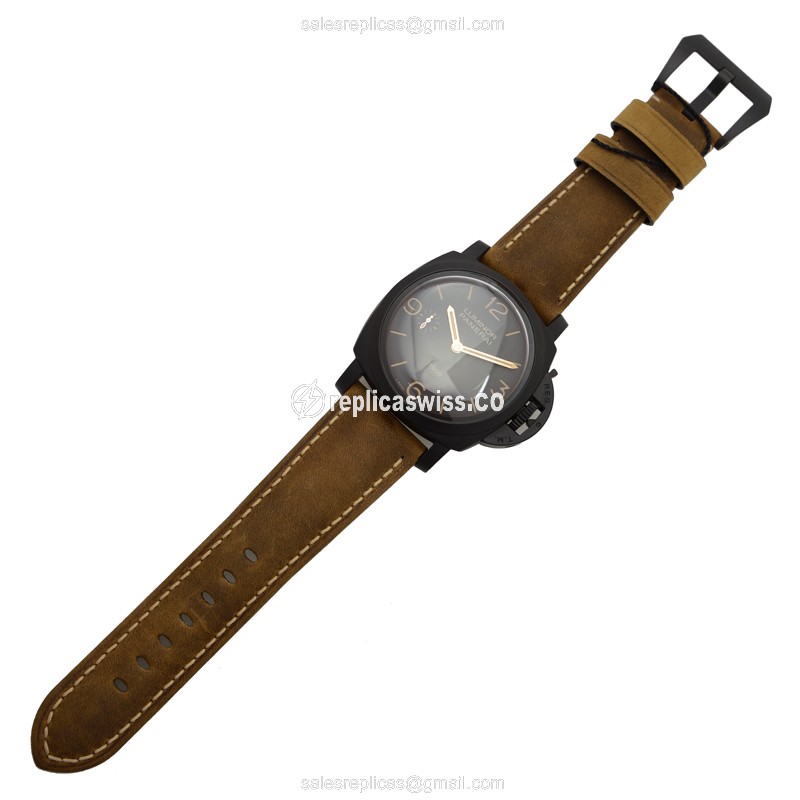Panerai PAM00375 Replica - Manual Wind - Composite Case - Brown Dial - Brown Cowhide Strap - View 2