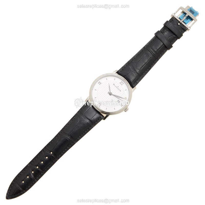 Blancpain VILLERET Automatic Replica - White Dial - Stainless Steel - Black Alligator Strap - View 2