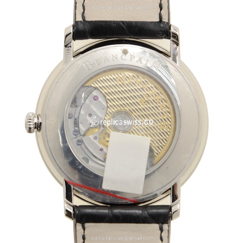 Blancpain VILLERET Automatic Replica - White Dial - Stainless Steel - Black Alligator Strap - View 3