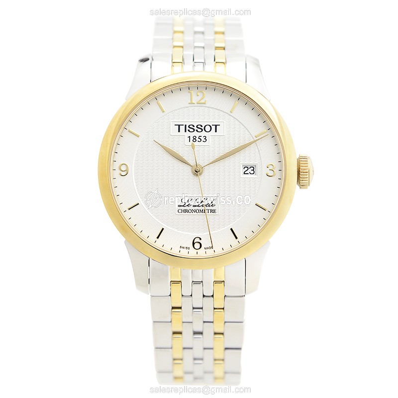 Tissot T-CLASSIC Replica - Automatic - Gold-Plated & Steel - White Dial - Silver Strap - View 2