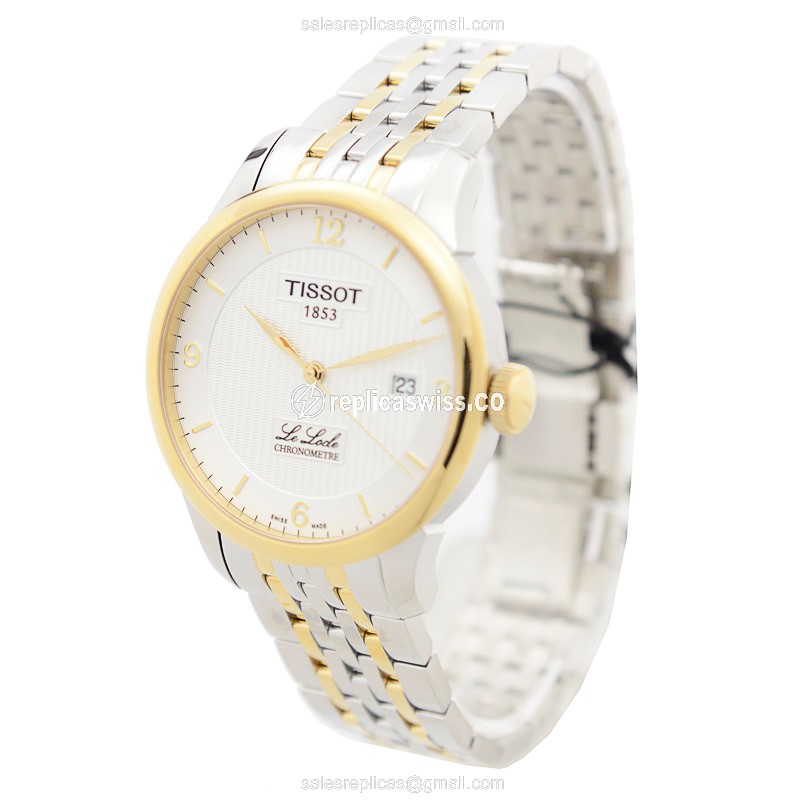 Tissot T-CLASSIC Replica - Automatic - Gold-Plated & Steel - White Dial - Silver Strap - View 3