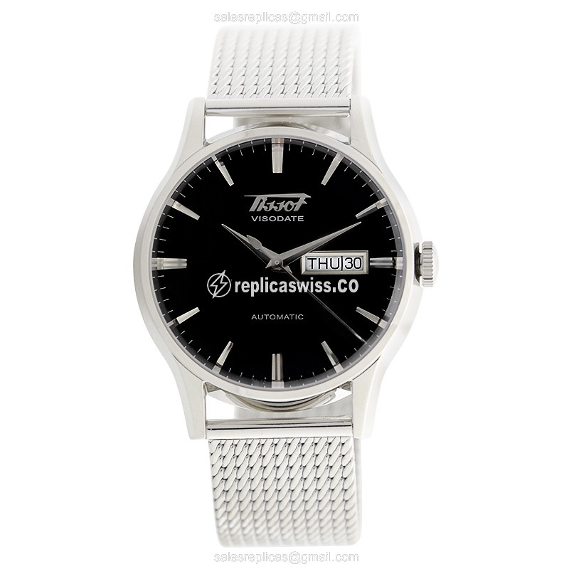 Tissot T-CLASSIC Replica - Automatic - Steel Case - Black Dial - Silver Strap - View 2