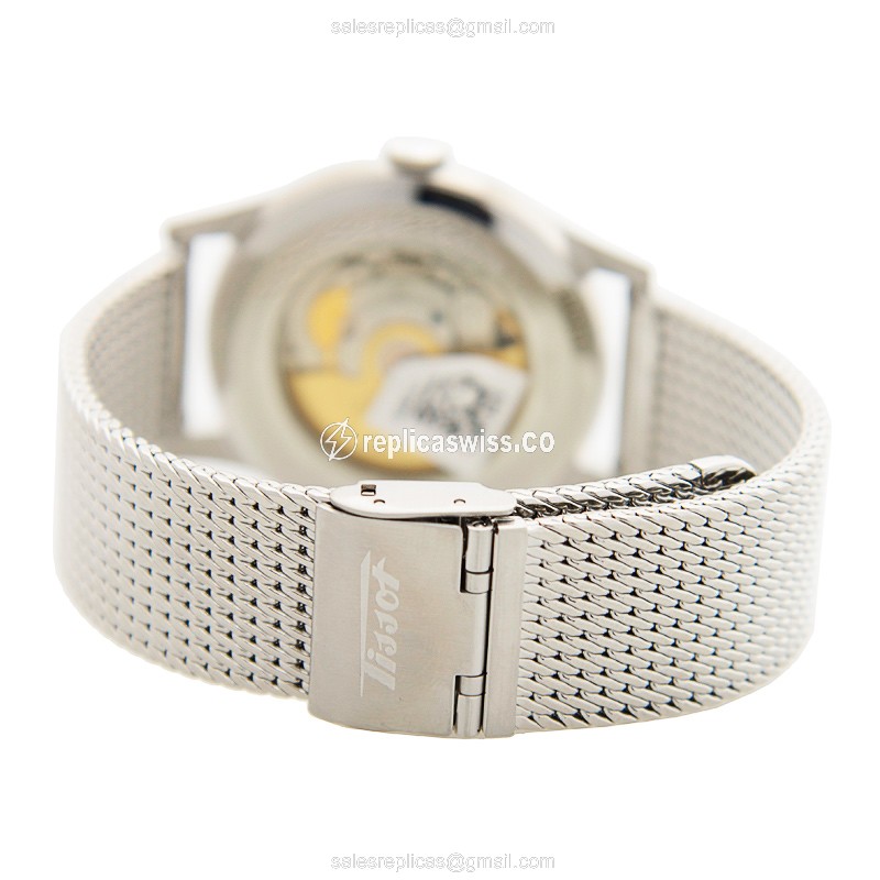 Tissot T-CLASSIC Replica - Automatic - Steel Case - Black Dial - Silver Strap - View 4