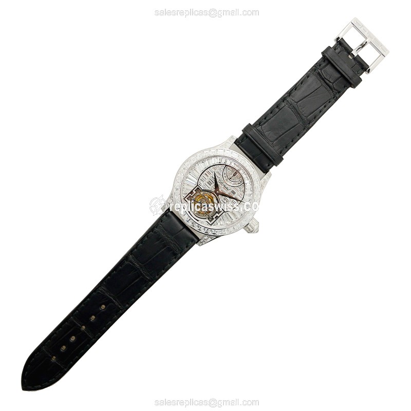 Chopard L.U.C 171933-1001 - Manual Wind - 18kt White Gold - Diamond - Silver Dial - Black Alligator Buckle - View 2