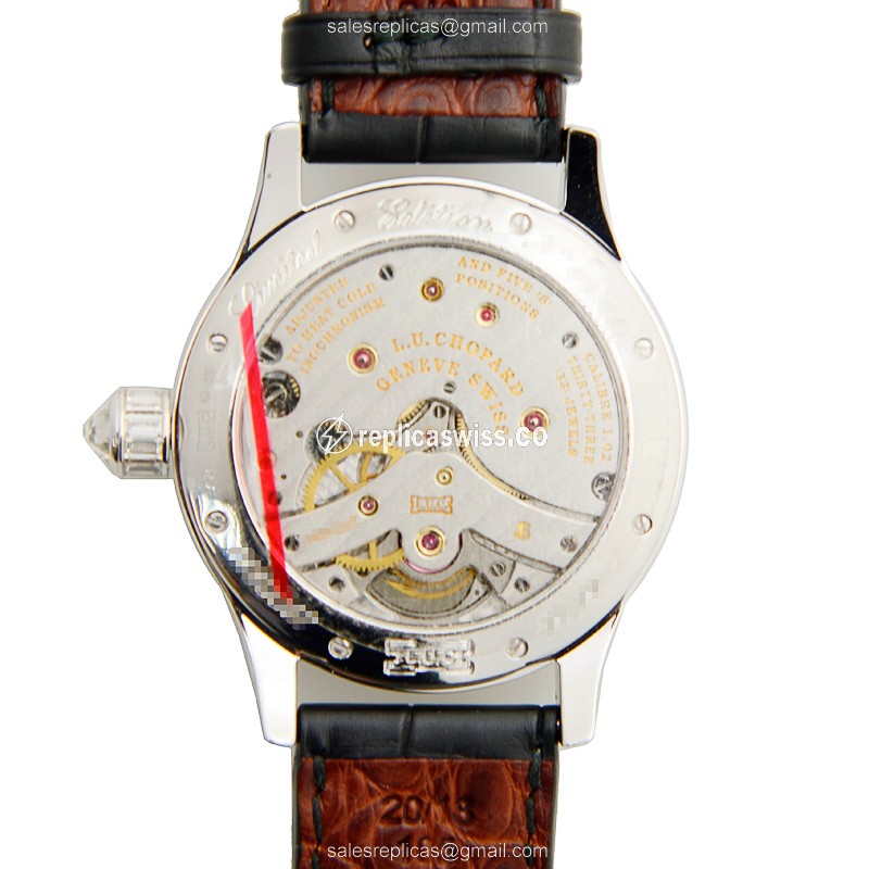 Chopard L.U.C 171933-1001 - Manual Wind - 18kt White Gold - Diamond - Silver Dial - Black Alligator Buckle - View 3