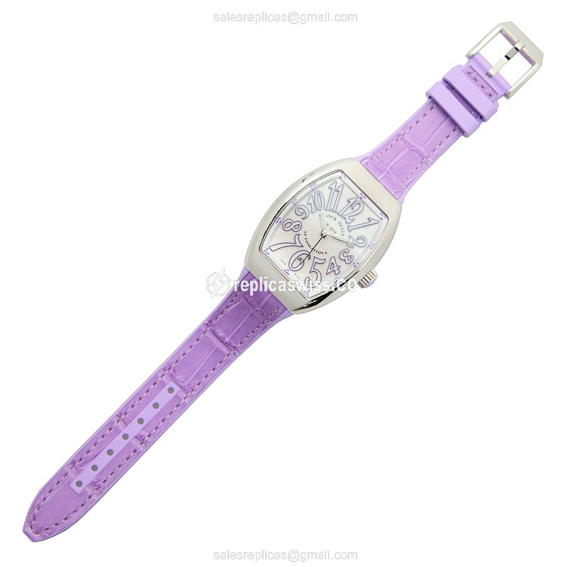 Franck Muller V32 SC AT FO Vanguard Replica - Automatic - Silver Dial on Purple Rubber Strap - View 2