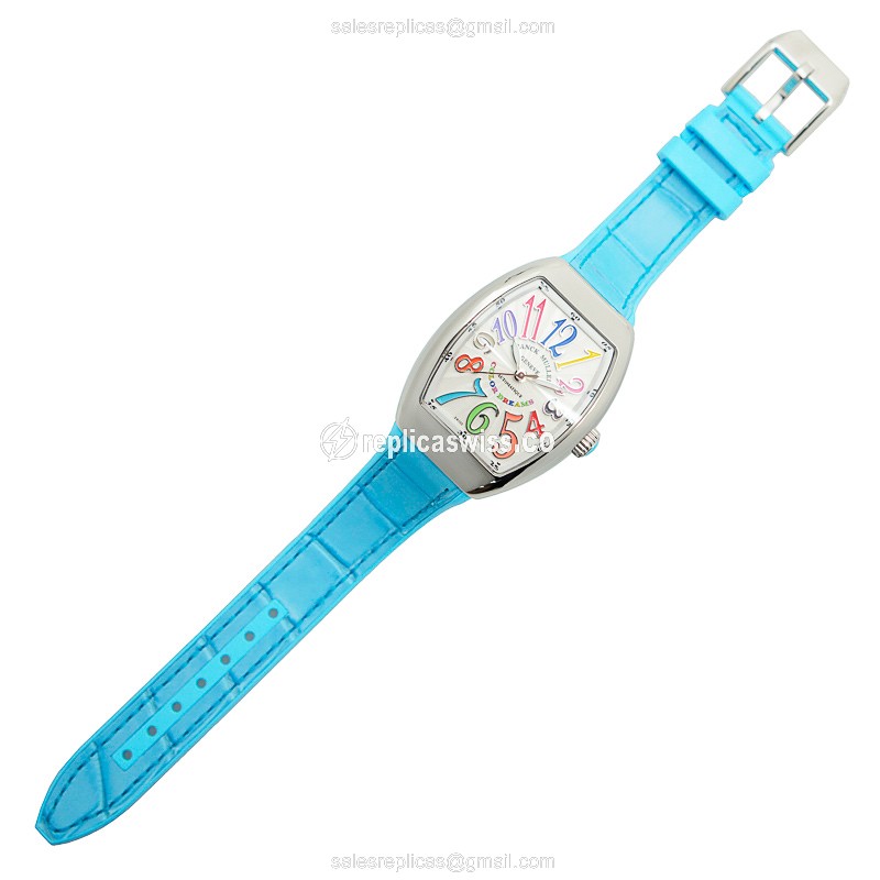 Franck Muller V32 SC AT FO COL DRM Automatic - Silver Dial - Blue Alligator Strap - Buckle Clasp - View 2