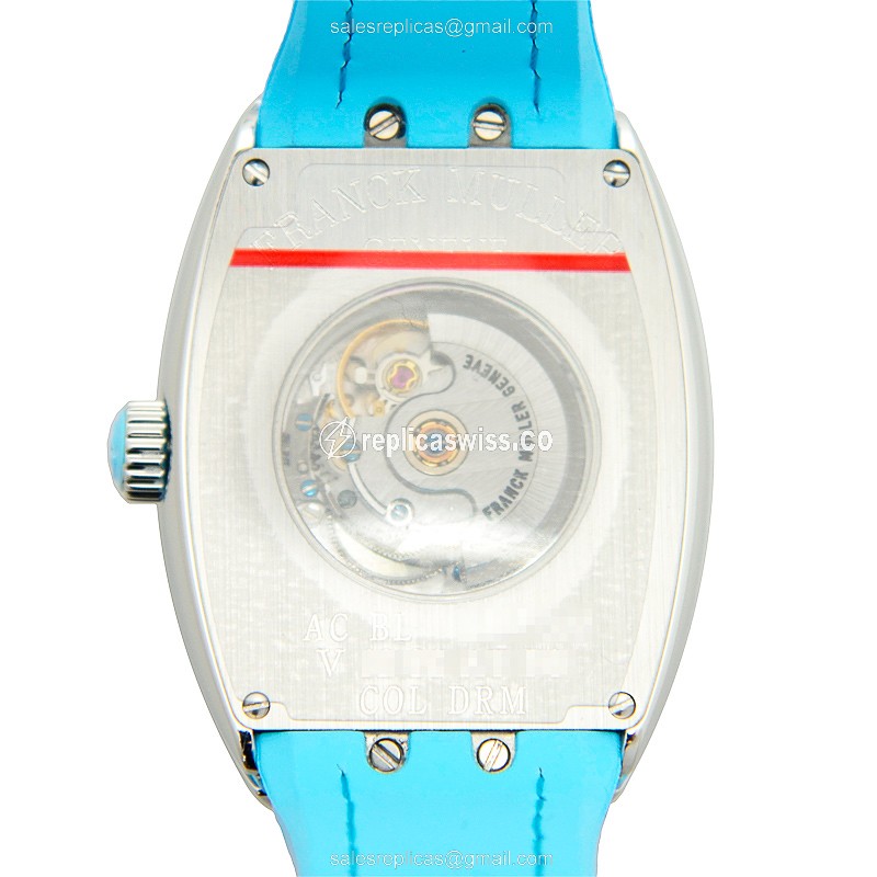 Franck Muller V32 SC AT FO COL DRM Automatic - Silver Dial - Blue Alligator Strap - Buckle Clasp - View 3