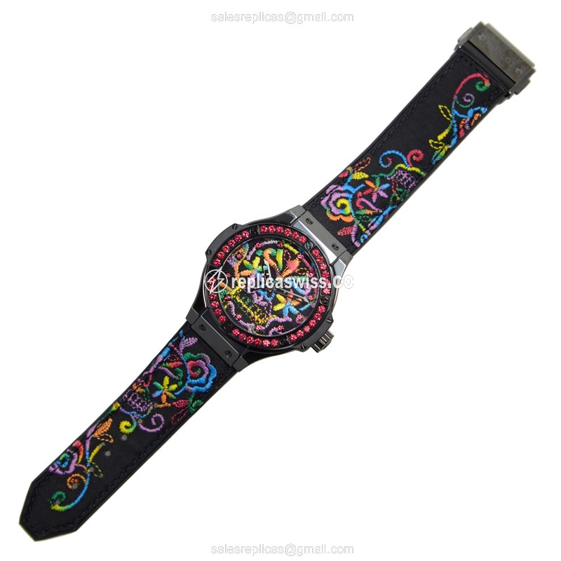 Hublot BIG BANG Replica - Automatic - Ceramic Case - Black Dial - Black Strap - View 2