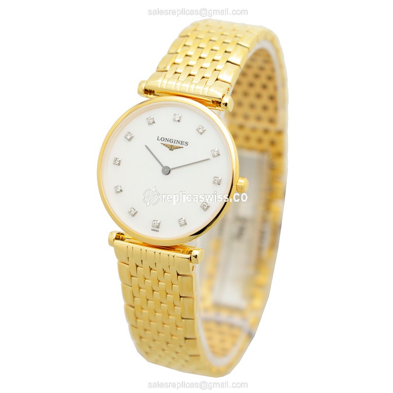 Longines L4.512.2.87.8 Replica - Quartz - Gold-Plated Case - White Dial - View 3
