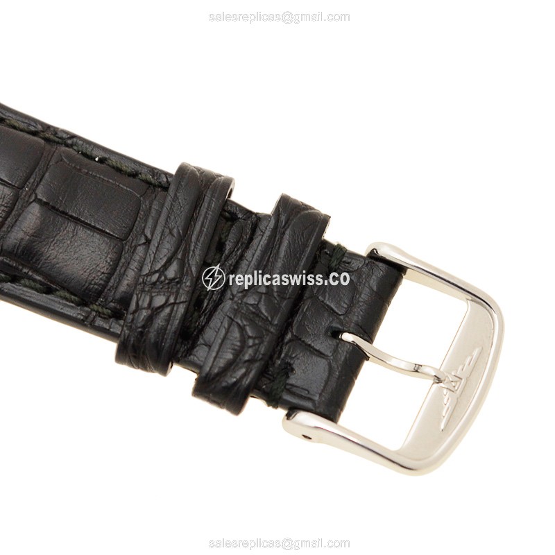 Longines Heritage Replica - Automatic - Steel Case - Black Dial on Black Alligator Strap - View 4