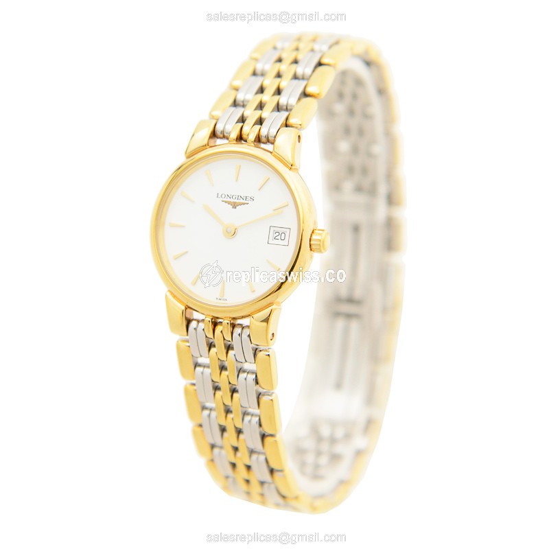 Longines L5.132.3.22.4 Replica - Quartz - Steel Case - White Dial - Gold Strap - View 3