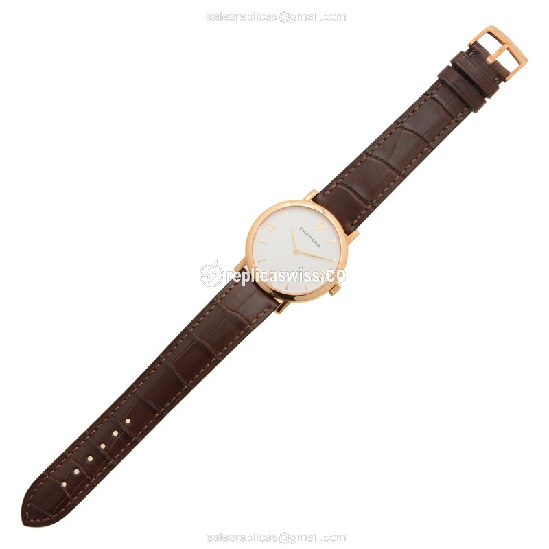 Chopard Classic 163154-5201 - Manual - 18kt Rose Gold - White Dial - Brown Alligator Buckle - View 2