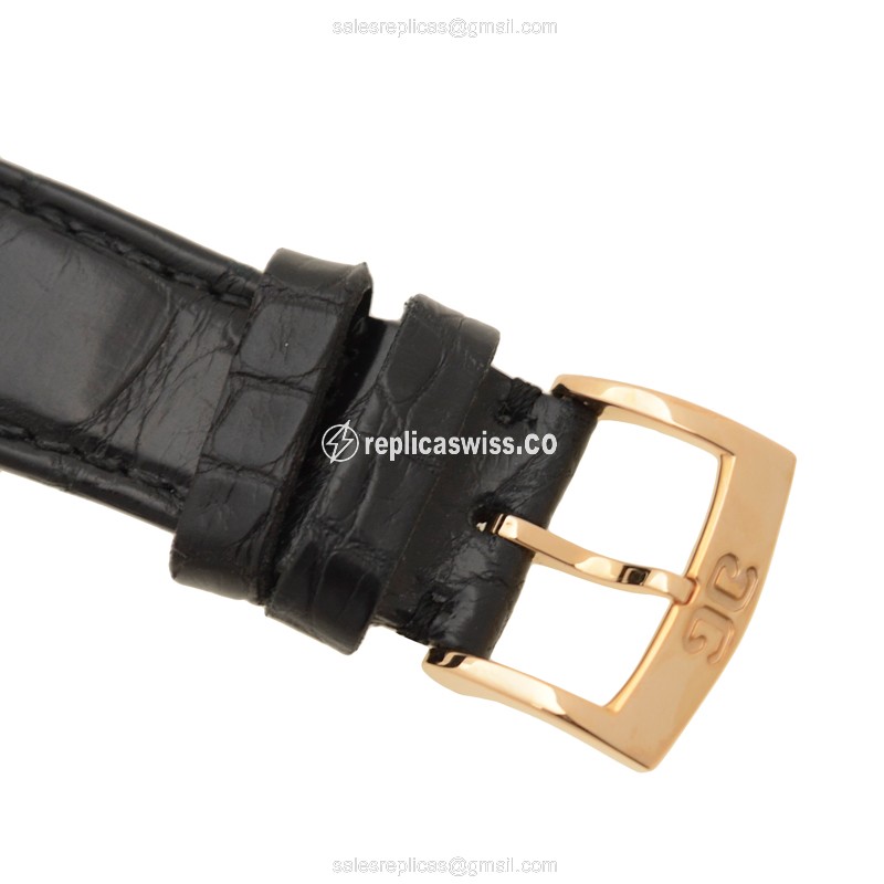 Glashutte Senator Manual Winding Skeletonized - Automatic - 18kt Rose Gold & Diamonds - White Dial - Black Alligator Strap - View 4