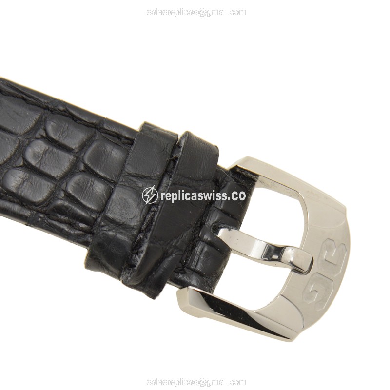 Glashutte PANO Automatic Replica - Steel Case - Silver Dial - Black Alligator Strap - View 4