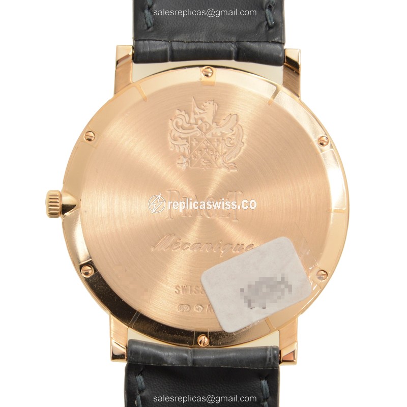 Piaget ALTIPLANO Replica - Manual - 18kt Rose Gold - Gray Dial - Alligator Black Strap - Buckle Clasp - View 3