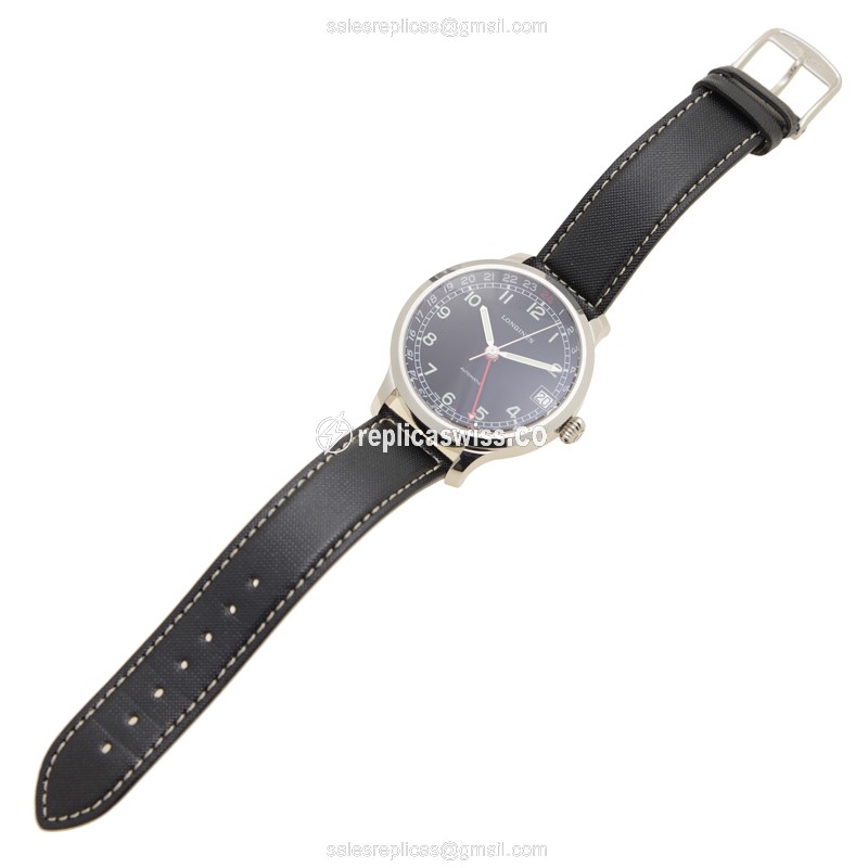 Longines Heritage Replica - Automatic - Stainless Steel - Black Dial, Sapphire Crystal - View 2