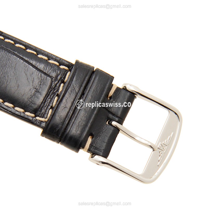 Longines Heritage Replica - Automatic - Stainless Steel - Black Dial, Alligator Strap - View 4