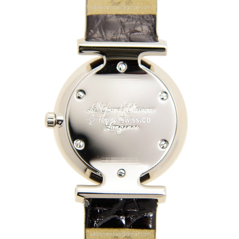 Longines LA GRANDE Replica - Quartz - Stainless Steel - Silver Dial - Leather Strap - View 3