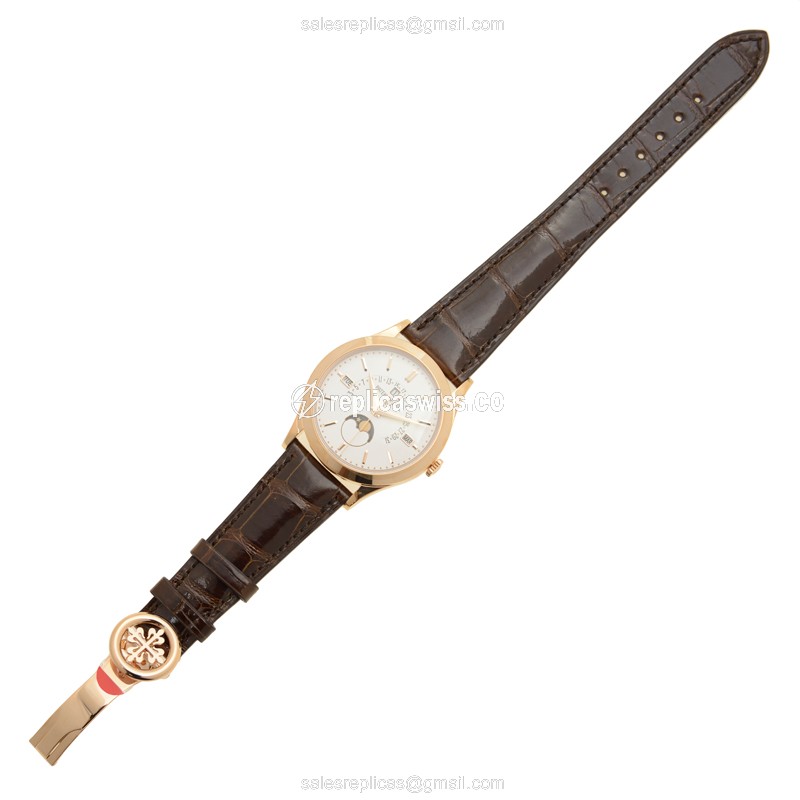 Patek Philippe 5496R-001 Grand Complications - Auto - 18kt Rose Gold - Beige Dial - Brown Alligator Strap - View 2