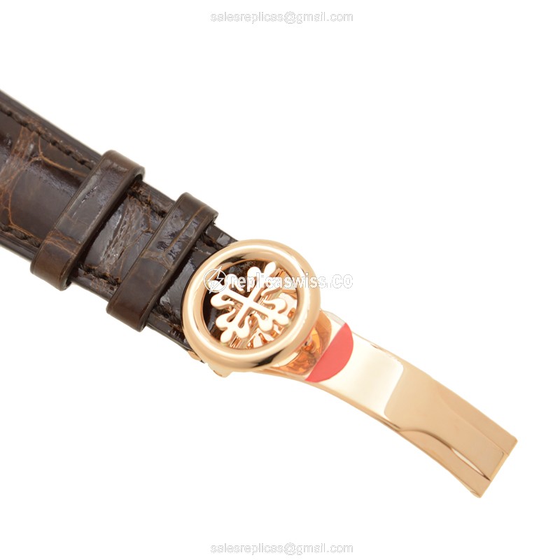 Patek Philippe 5496R-001 Grand Complications - Auto - 18kt Rose Gold - Beige Dial - Brown Alligator Strap - View 4