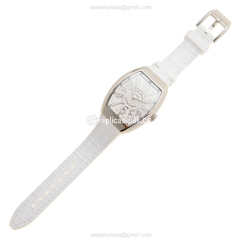 Franck Muller V32SCATFO Vanguard Automatic - Silver Dial on White Rubber Strap - View 2
