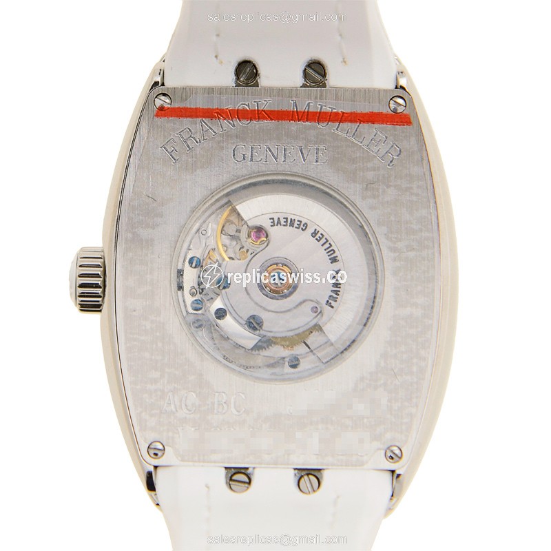 Franck Muller V32SCATFO Vanguard Automatic - Silver Dial on White Rubber Strap - View 3