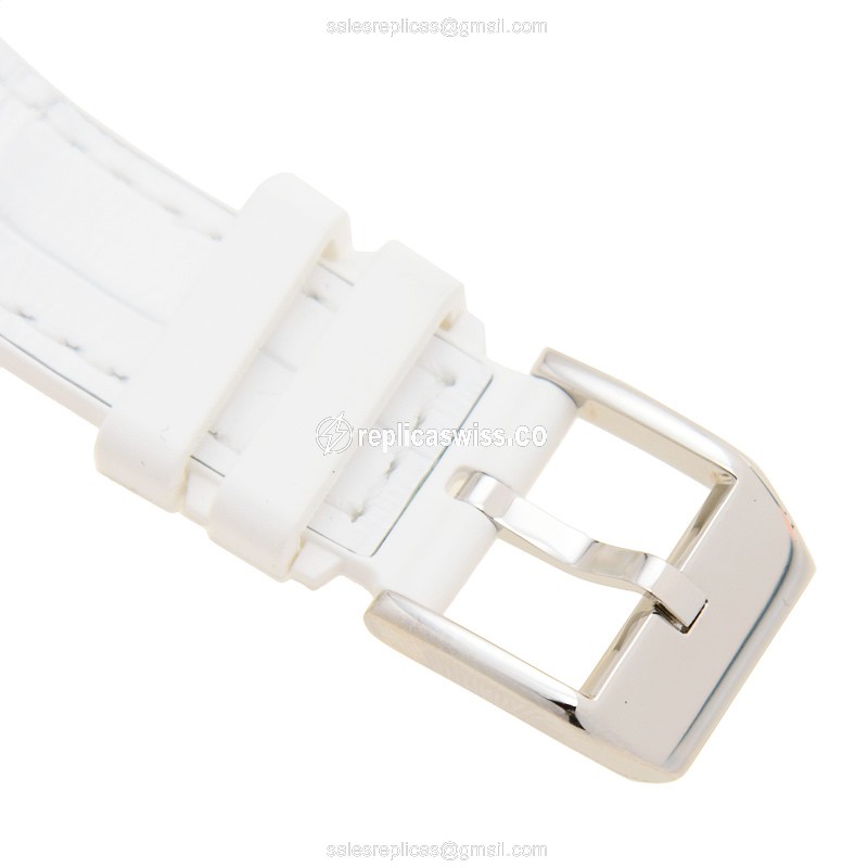 Franck Muller V32SCATFO Vanguard Automatic - Silver Dial on White Rubber Strap - View 4