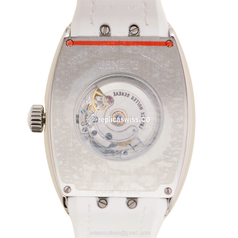 Franck Muller V32 SC AT FO COL DRM Vanguard - Automatic - Steel Case, Silver Dial, White Rubber Strap - View 3