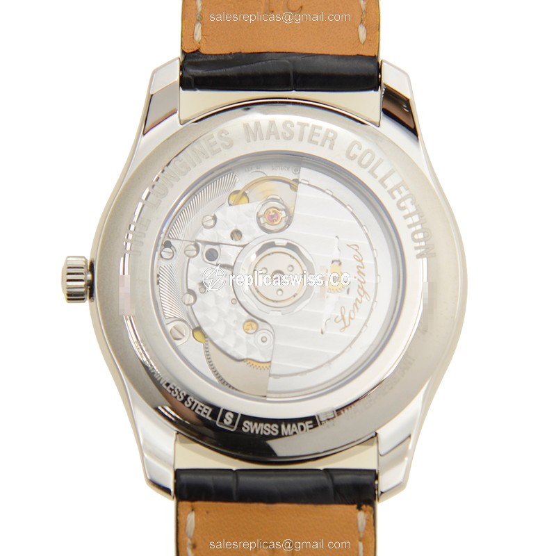 Longines L2.793.4.51.7 Replica - Automatic - Steel Case - Black Dial, Leather Strap - View 3