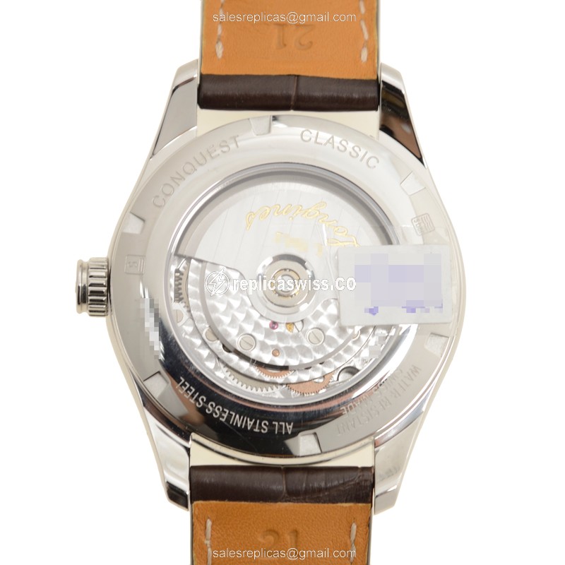 Rolex L2.799.4.76.3 Replica | Automatic | Stainless Steel | Silver Dial | Alligator Strap - View 3