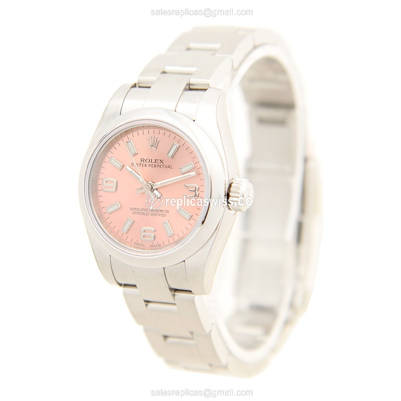 Rolex 176200-0004 OYSTER Replica - Automatic - Steel Case - Pink Dial - Silver Strap - View 3