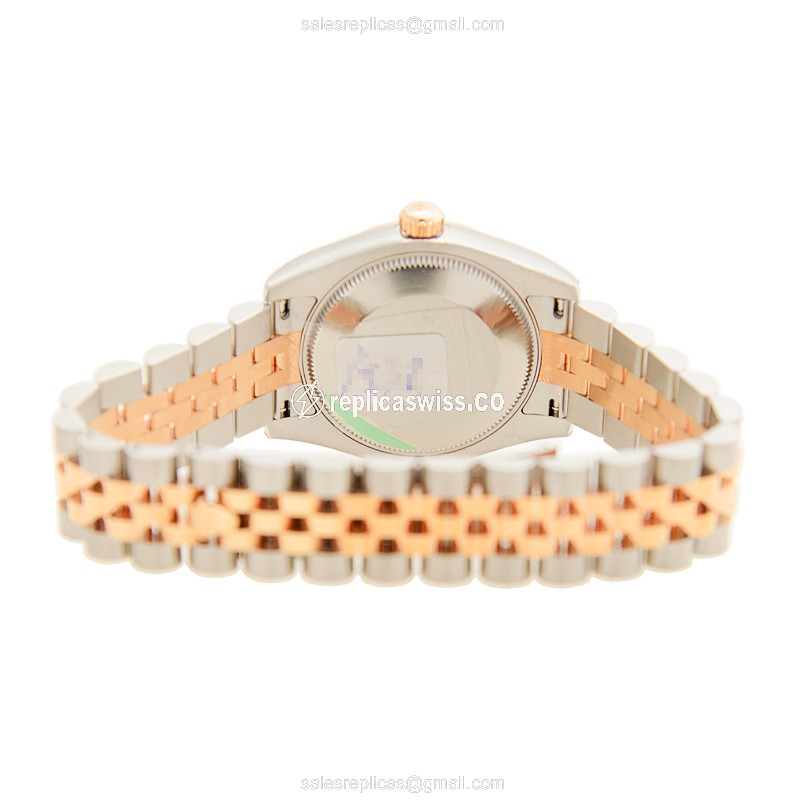 Rolex Datejust Lady - Automatic - 18kt Rose Gold - Brown Dial - Steel Case - Silver Strap - View 4