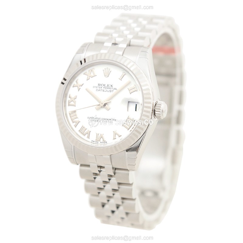 Rolex Lady Datejust Replica - Automatic - 18kt White Gold & Steel - Silver Dial - Steel Bracelet - View 3