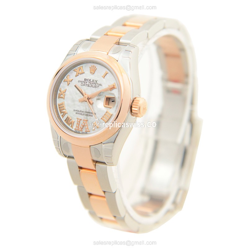 Rolex Datejust Replica - Automatic - 18kt Rose Gold & Steel Case - Silver Dial - View 3