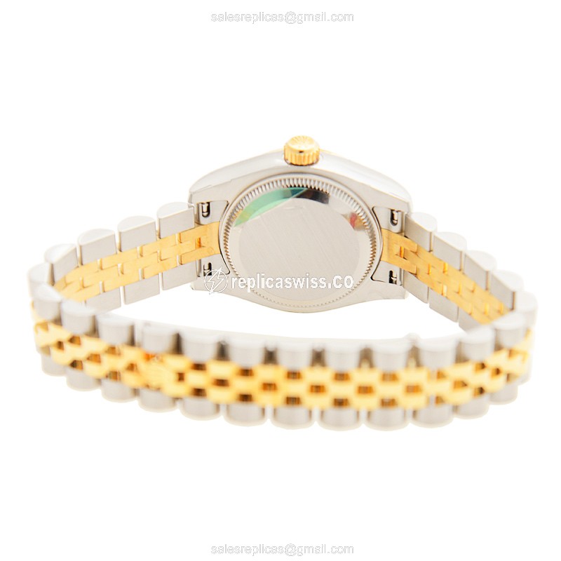 Rolex Datejust Lady Replica - Automatic - 18kt Gold & Steel - Gray Dial - Silver Strap - View 4
