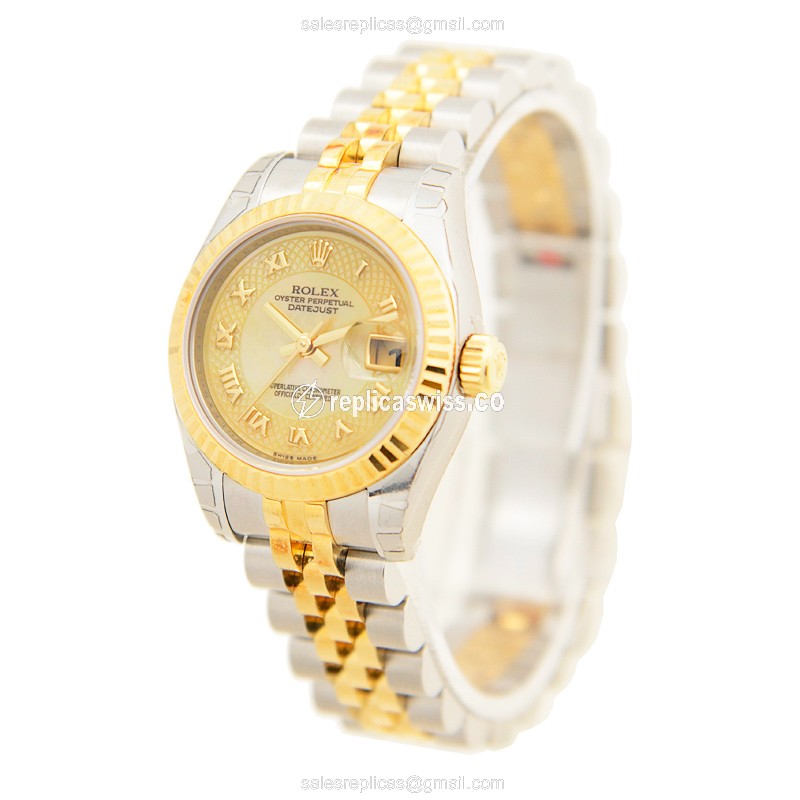 Rolex Datejust Lady Replica - Gold & Steel - Automatic - 18kt Finish - View 3